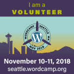 WordCamp Seattle 2018 volunteer badge